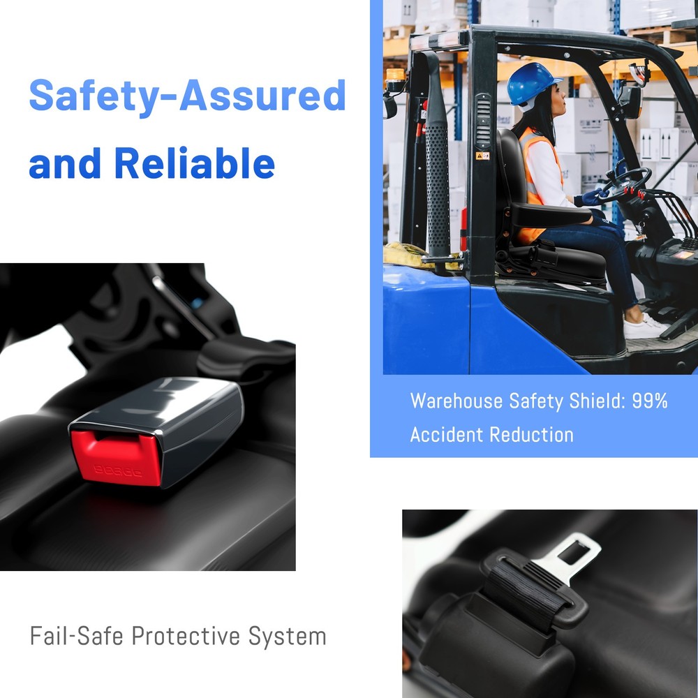 Tractor Forklift Seat Excavator Universal Adjustable Backrest Armrest Safty Belt