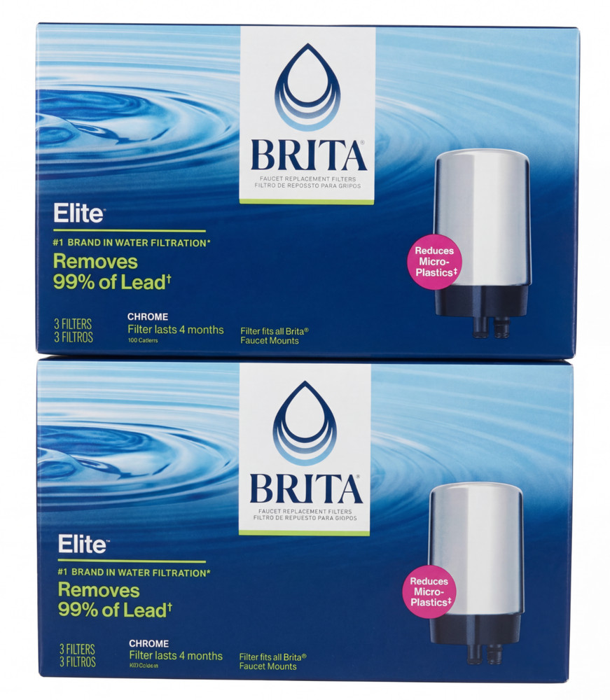 2 Boxes Brita Elite Chrome Faucet Replacement Filter 3-Pack (6 Total)