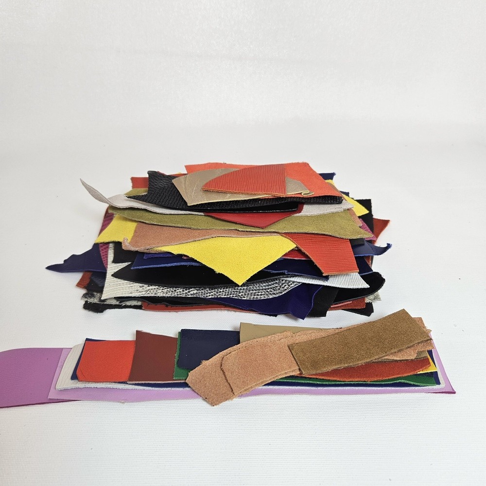 Genuine Leather Scraps Bits Small/Tiny Samples Crafts 15 oz Total