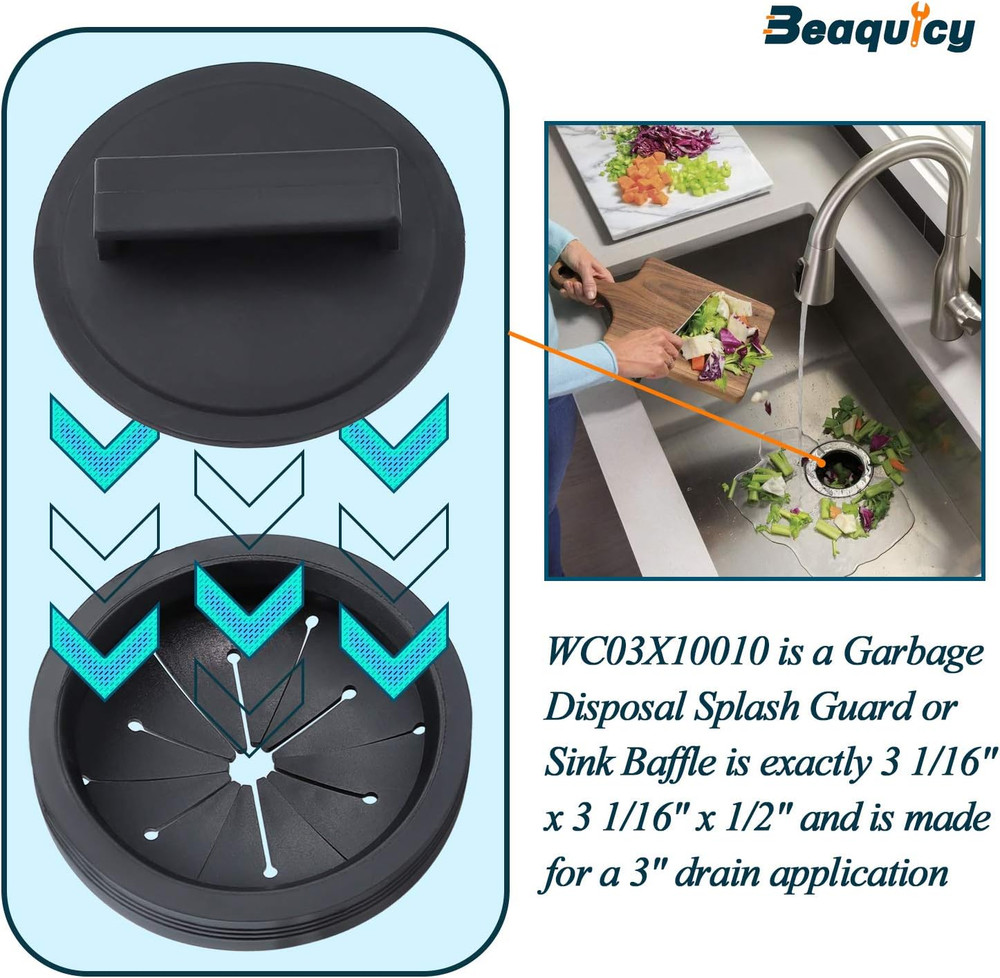 Garbage Disposal Splash Guards and Stopper Set - 3 Pack Sink Baffle Disposal wit