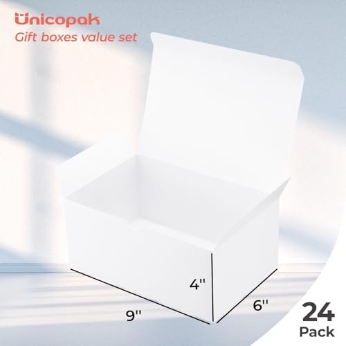 24 Pack Gift Boxes 9x6x4 Inches White Gift Boxes with Lids for 24 pack white