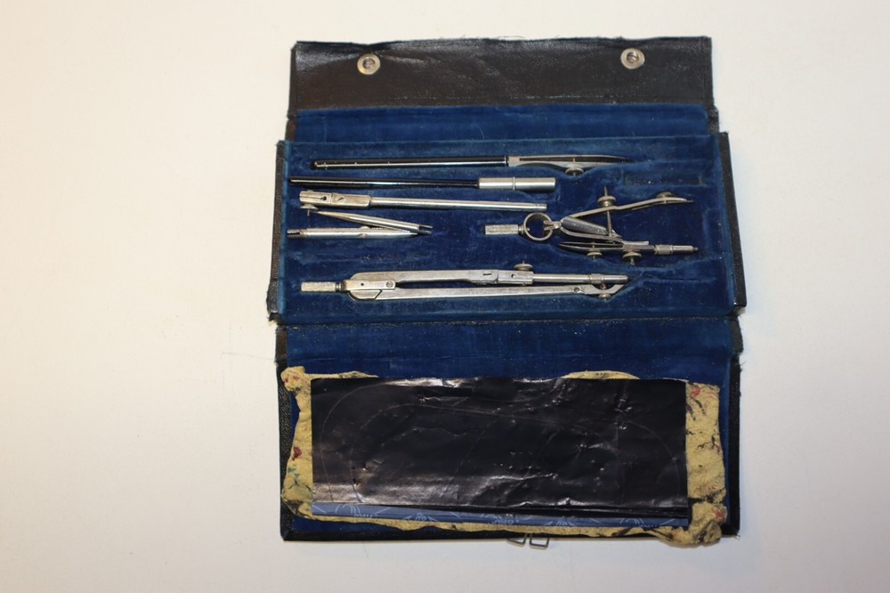 Vintage GH Huntpence Vassar Drafting Drawing Tools Set w/ Compass & Accessories