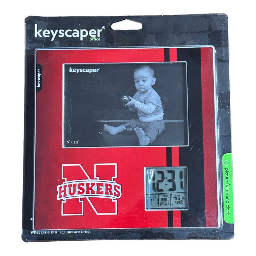 Nebraska Huskers Keyscaper Picture Frame & Desktop Clock