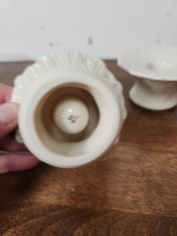 LENOX IVORY LEAF PAIR OF CANDLEHOLDERS