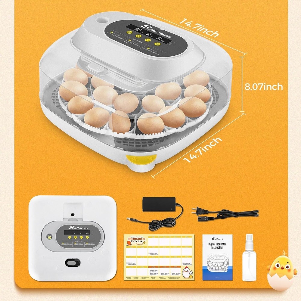 24 Egg Incubators for Hatching Eggs, Digital Poultry Hatcher Automatic Turning--