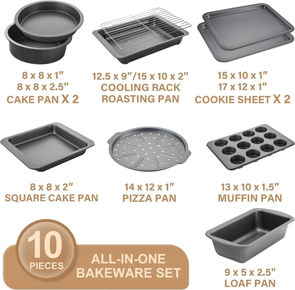 Bakeware Sets, Baking Pans Set, Nonstick Oven Pan for Kitchen with Wider Grip...