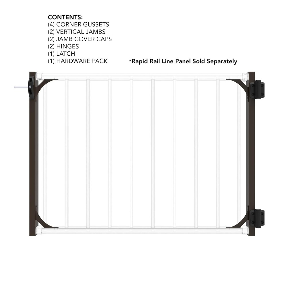 Deckorators 36 in. Weathered Brown Aluminum Rapid Rail Gate Conversion Kit