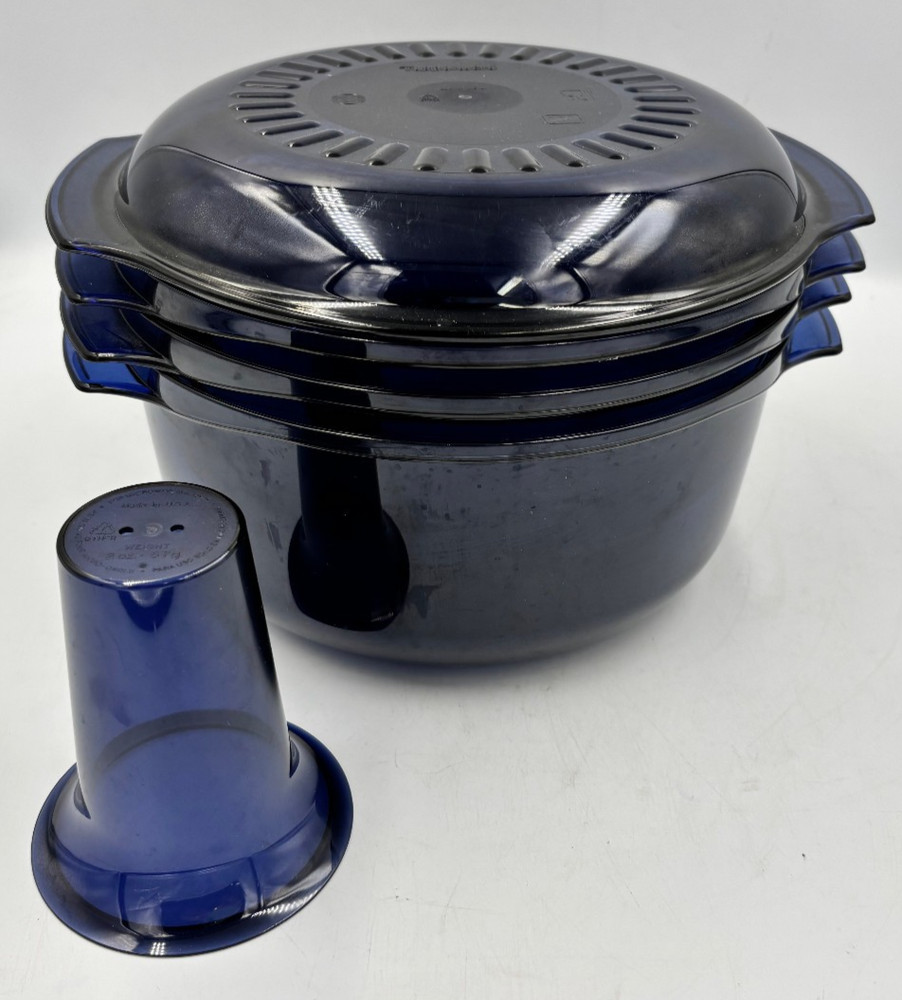 5 Pc Tupperware Microwave Stack Cooker #2193, #2196, #2195, #2210, #2192 - Blue