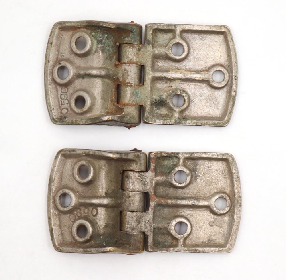 Pair of Antique Brass Surface Offset Ice Box Hinges