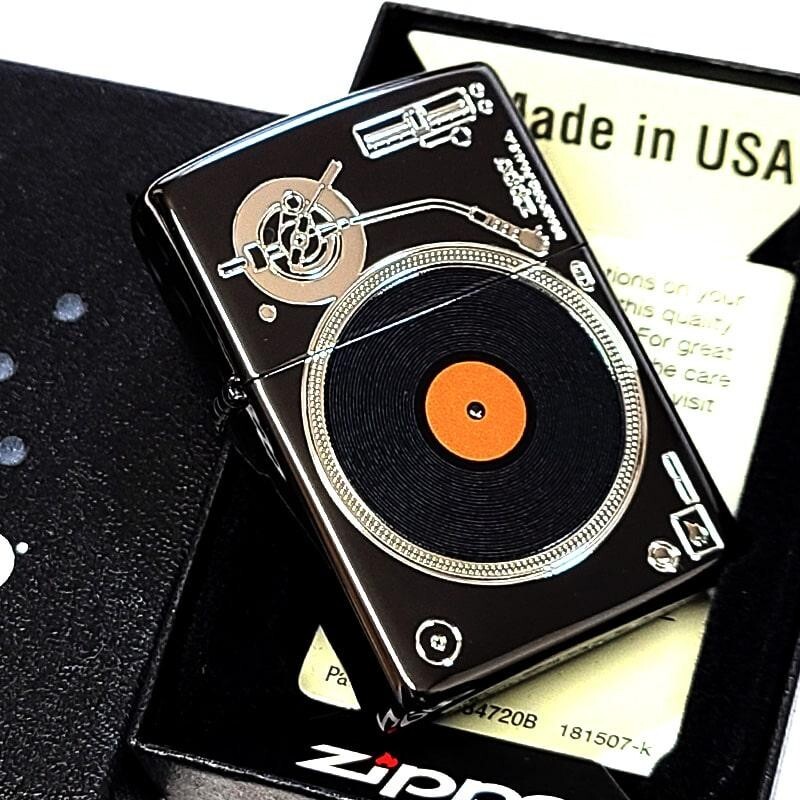 Zippo Record Silver Plated Black Nickel Single Sided Processing Lighter