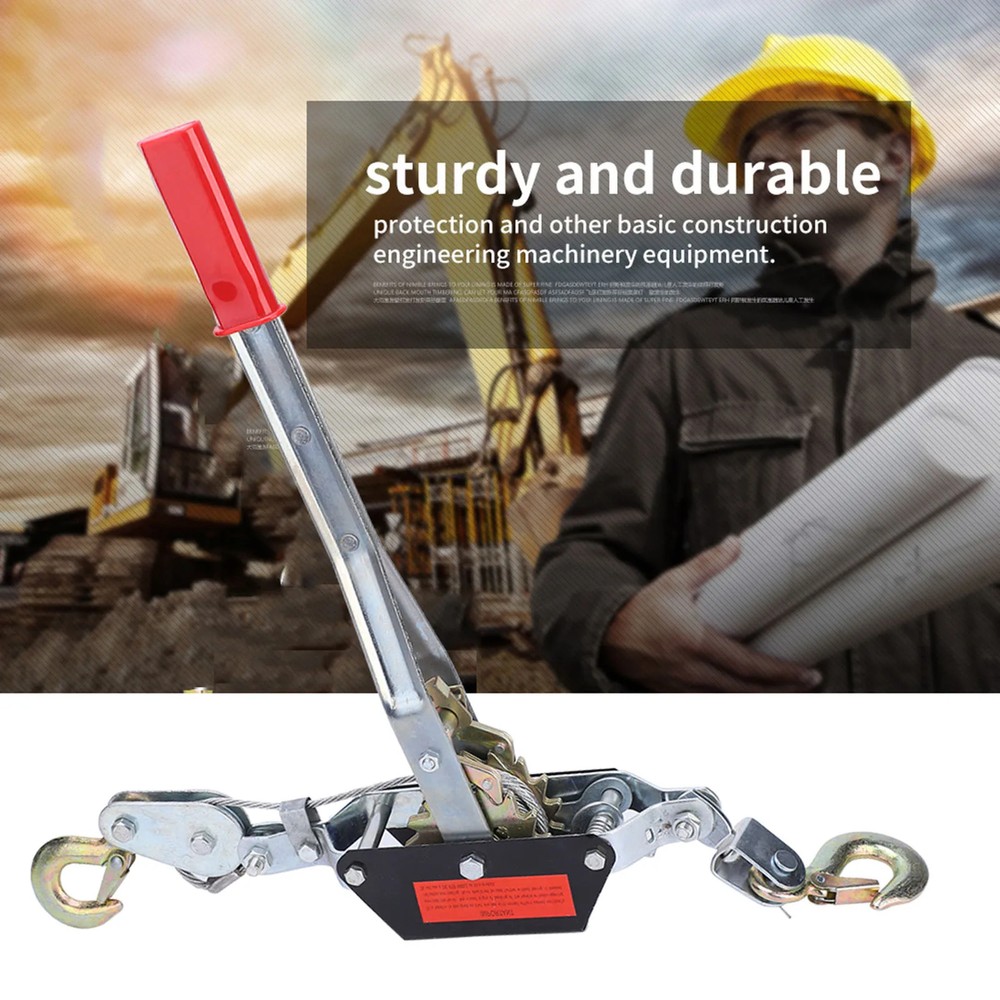 Wire Rope Hand Power Puller TightenTool Tightener Double Hook Lifting Tool(2Ton)