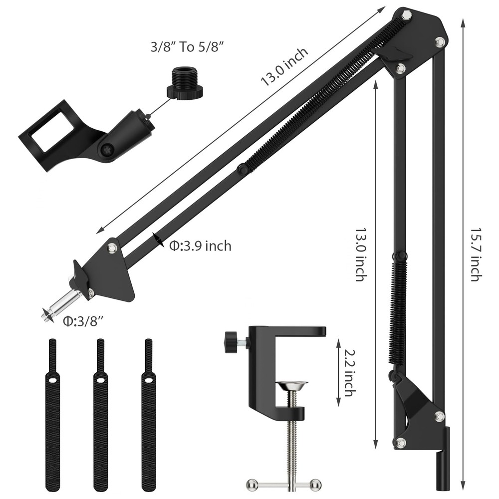K KASONIC Adjustable Desktop Microphone Stand Compatible HyperX Broadcast Studio