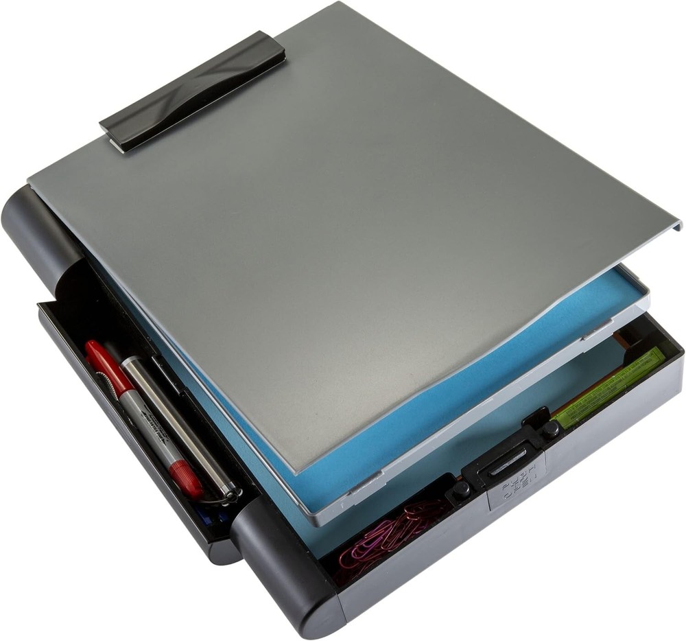 Recycled Double Storage Clipboard/Forms Holder, Plastic, Gray/Black 83357