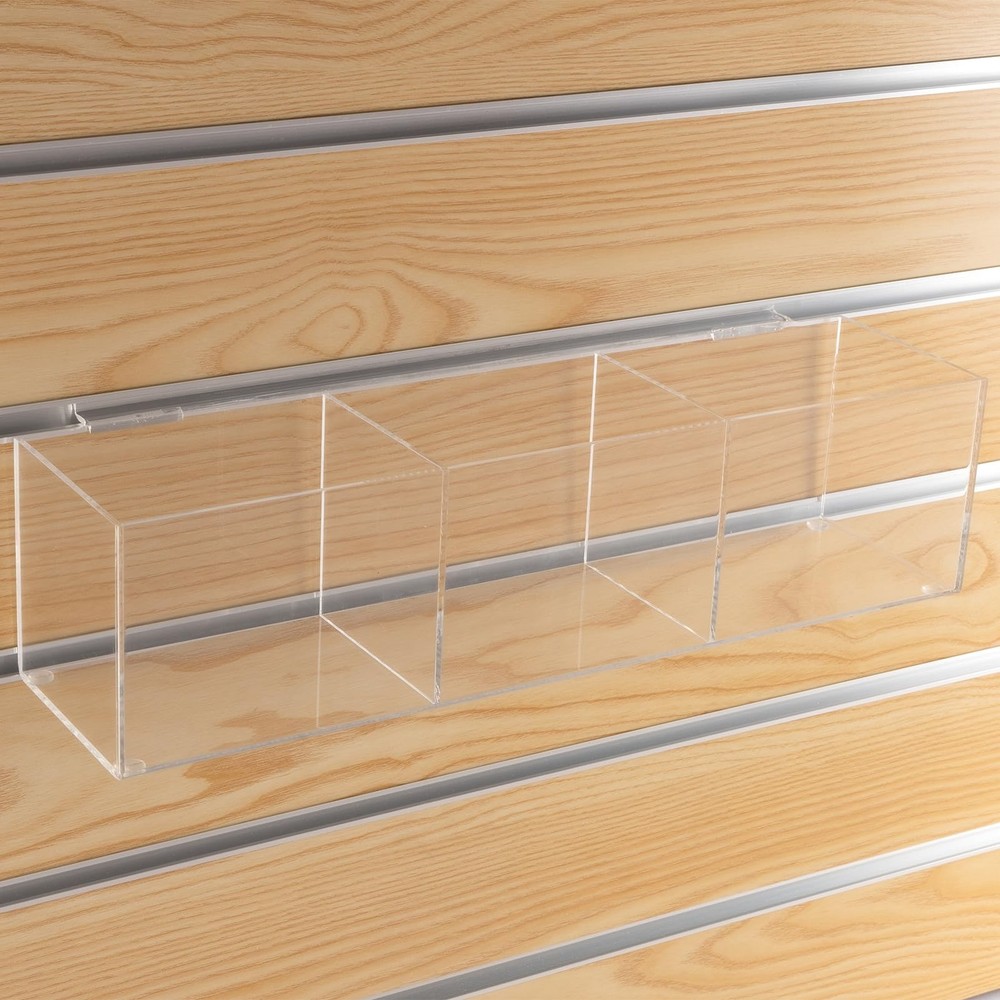 Slatwall Acrylic Retail Tray Rectangular Clear Dump Bin Merchandise Storage O...