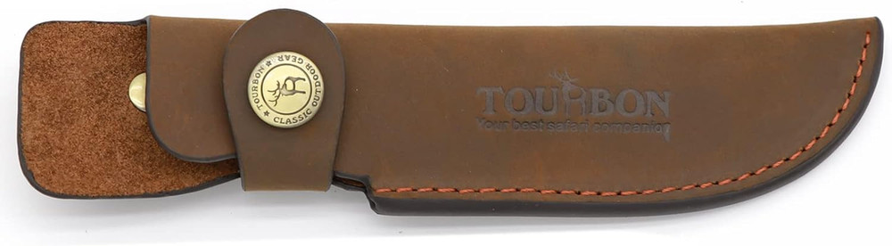 Brown Leather Fixed Blade Knife Sheath with Snap Closure