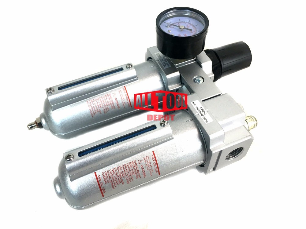 1/2" Compressed Air Moisture Filter Regulator Oiler Separator Lubricator Combo
