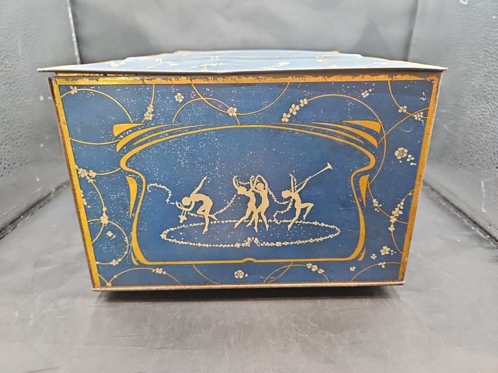 1920's Globe Soap Hinged Top Tin- Dancing Nymphs
