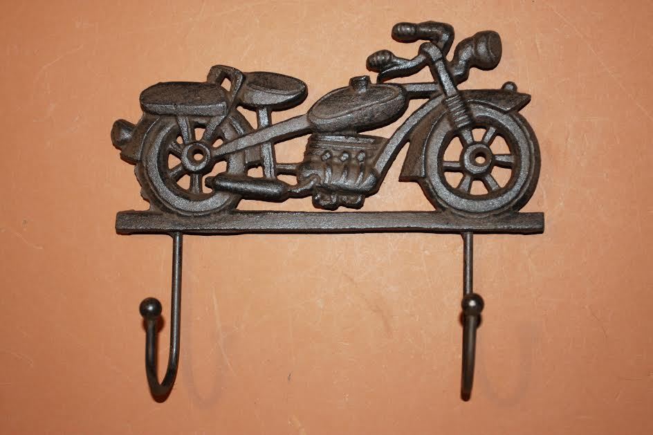 (3)pcs, Vintage Motorcycle Wall hook, Biker Garage Wall Decor, Solid Cast Iron