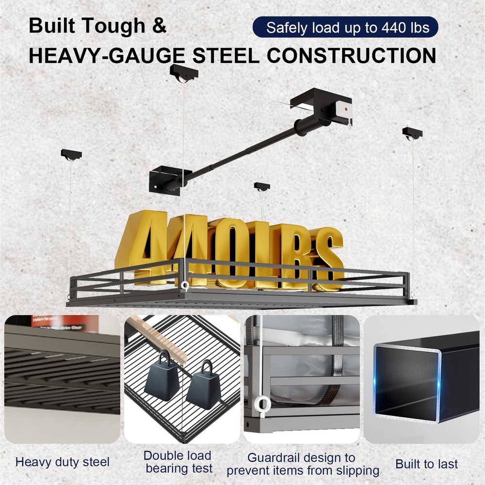 LoJok Heavy-Duty 4x4 FT Overhead Garage Ceiling Storage Rack (Basic Style)