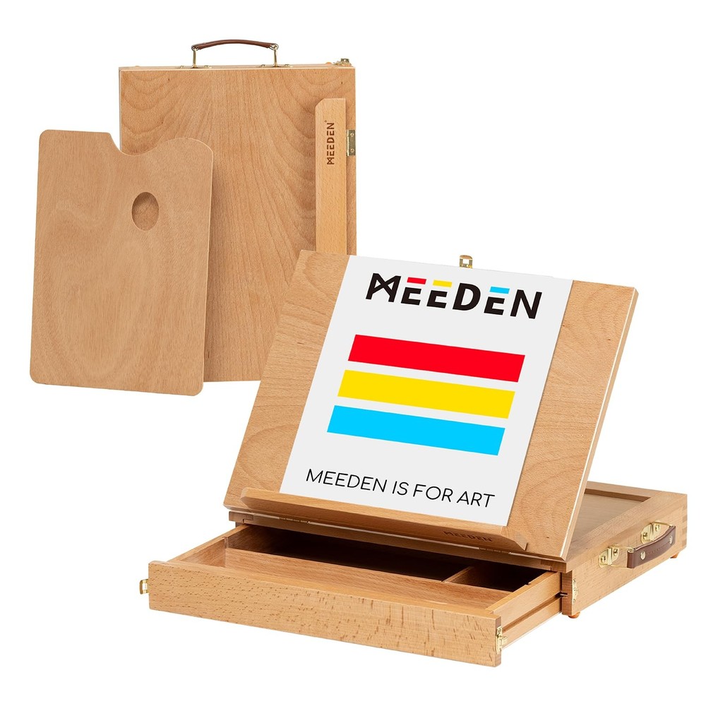 Table Sketch Box Easel Portable Solid Beech Tabletop Wood