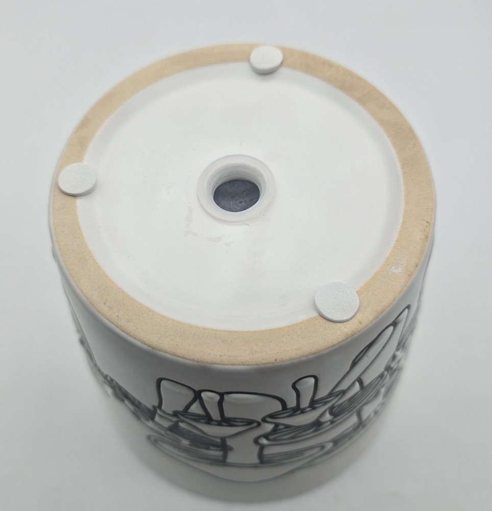 Heavy Ceramic Mushroom Planter White Pot Gardening ~ Retro Boho Spring Easter