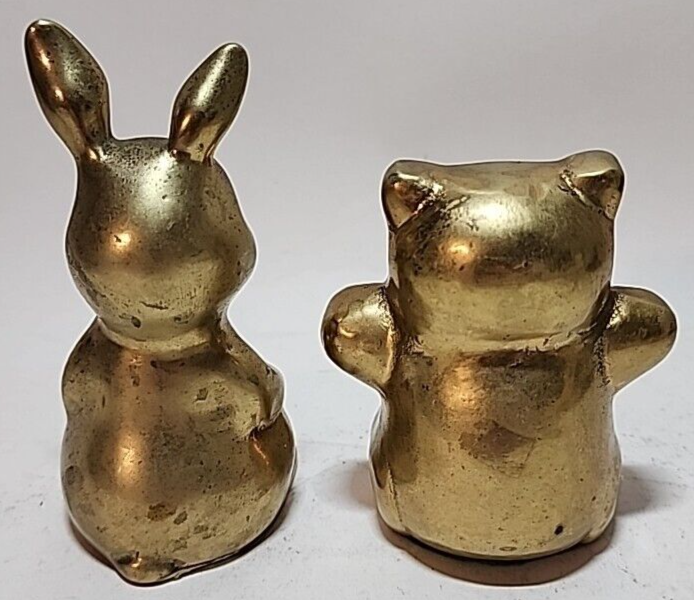 Brass Animals 4" Rabbit and 3.5" Bear