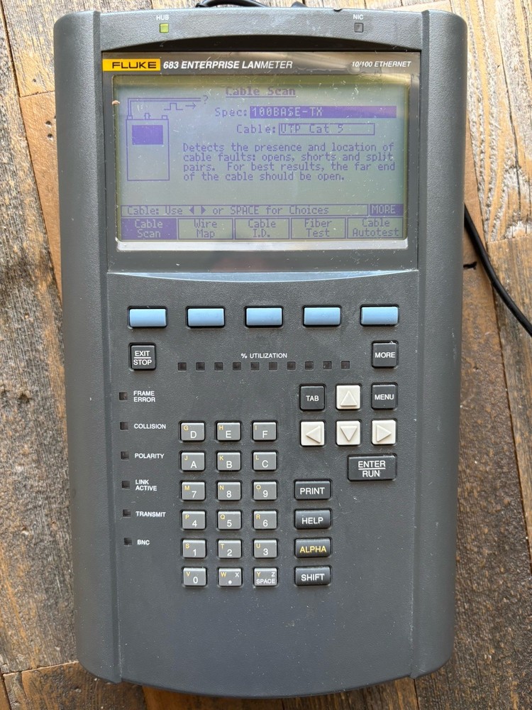 Fluke 683 Enterprise LANMeter Network Cable Tester Analyzer w/ Case Cables