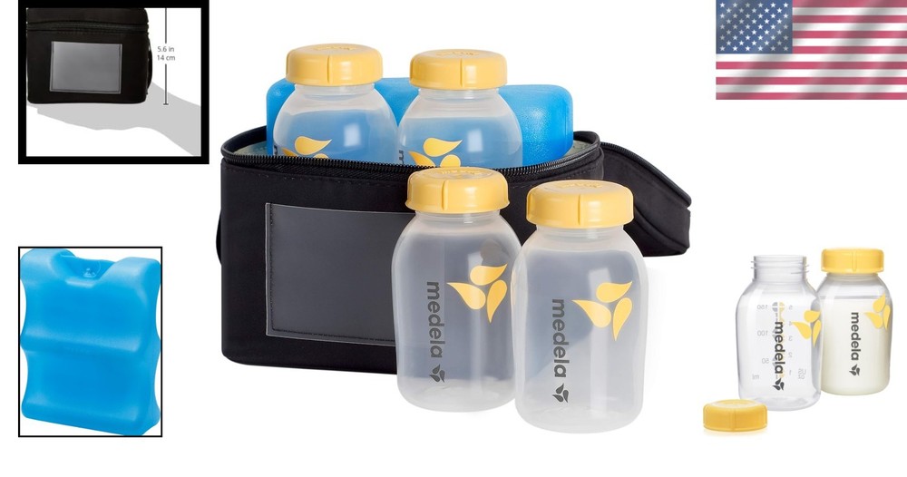 Breast Milk Cooler Set with Ice Pack & 5-oz Bottles
