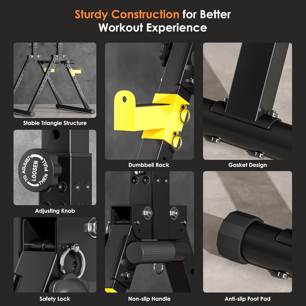 Power Tower Pull up Bar Station, Foldable Pull up Dip Station Free Standing for