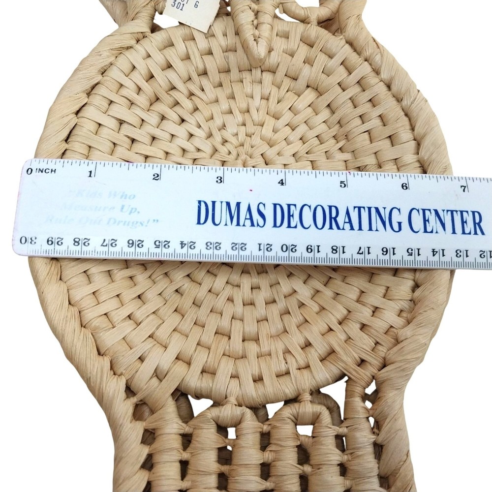 Rustic Straw Owl Baskets Wall Hanging Trivets Boho Chic