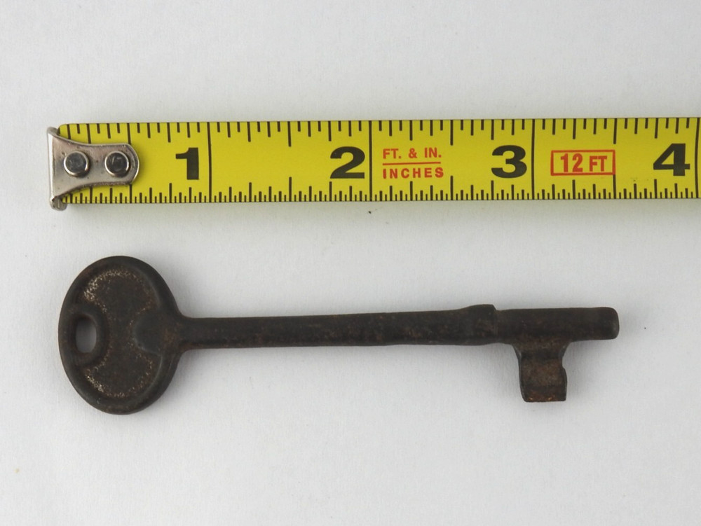 Antique Solid Barrel Steamer Trunk Chest Cabinet Lock Corbin Key 3.5"