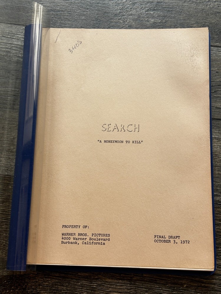 SEARCH TV Show Script A Honeymoon To Kill Final Draft Oct 3 1972 S.S. Schweitzer