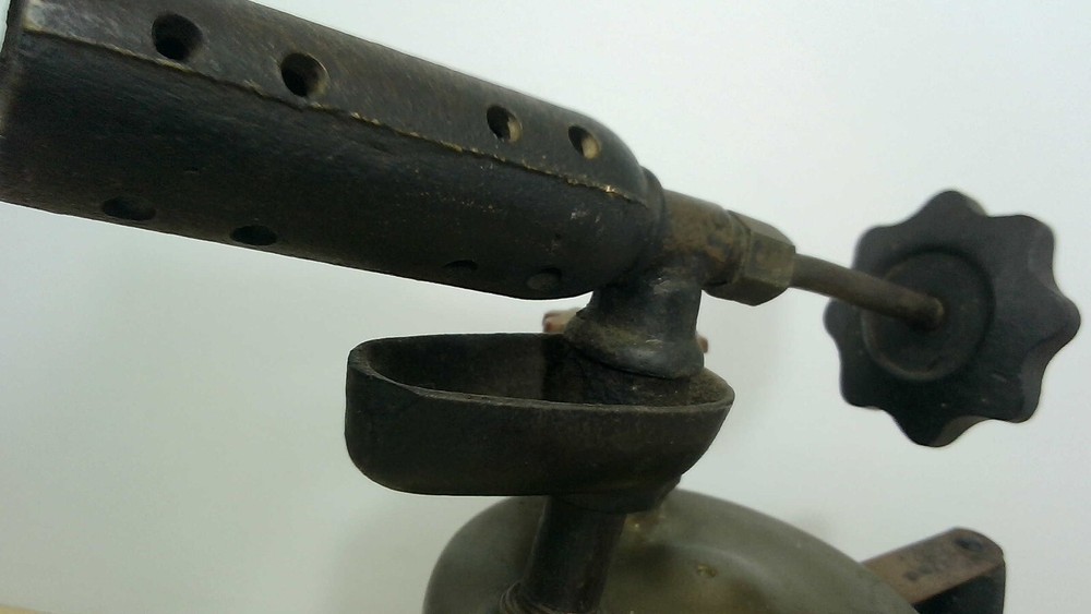 Vintage Brass Blow Torch w/Wood Handle– Steampunk – Untested