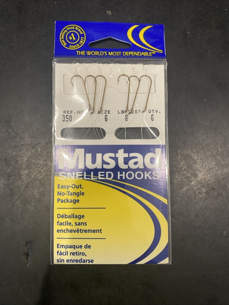 Mustad Ref 350 Snelled Size 6 6lb  Test 6 Per Pack