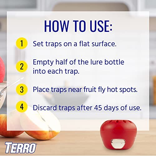 Terro Fruit Fly Trap 4 Traps + 180‑Day Lure Supply