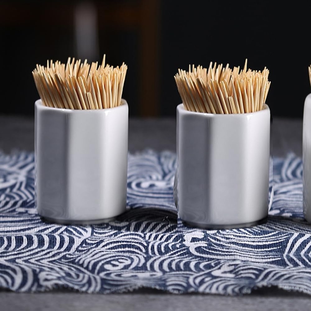 luzen 2Pcs Ceramic Toothpick Holder Simple Small Toothpick Cup Holder Home Ki...