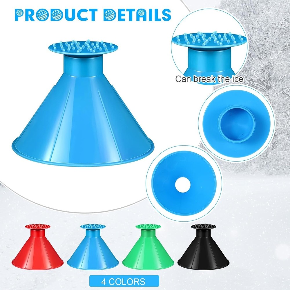 Ice Scraper Cone Snow Remover Scraper Tool (Multifunction) funnel Cone [2pack]