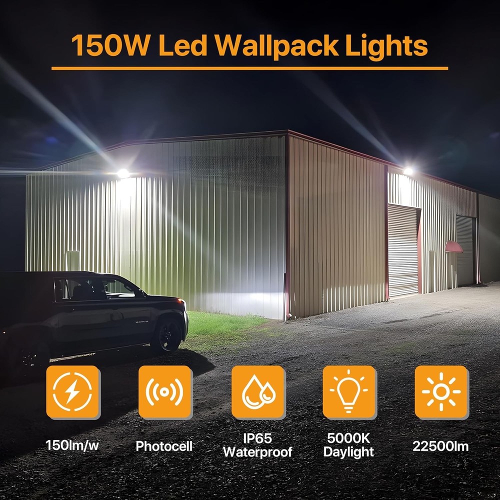 150W LED Wall Pack 2 Pack Dusk to Dawn