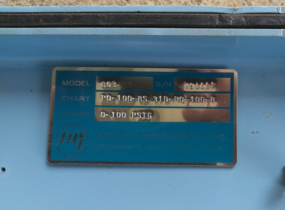 Mechanical chart recorder -Mercury instruments. 100 psi element.