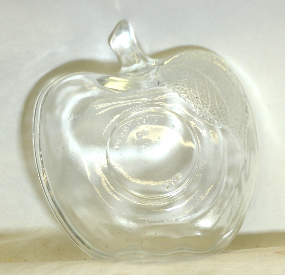 Clear Glass Apple Candy Nut Dish