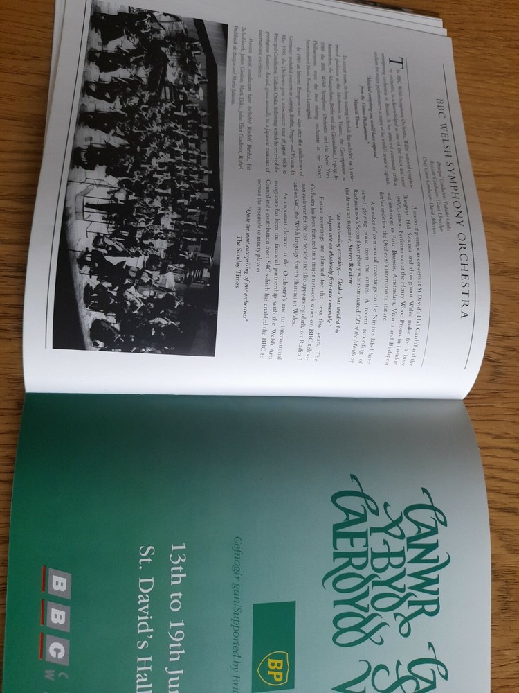 BBC Welsh Symphony Orchestra - Tour Programme 1992 vgc