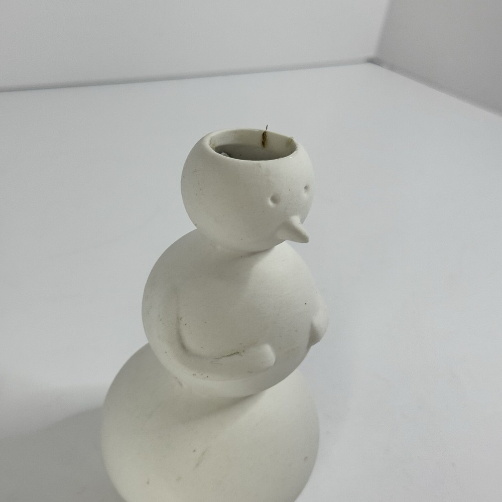 Snowman Candle Holder All White Ceramic