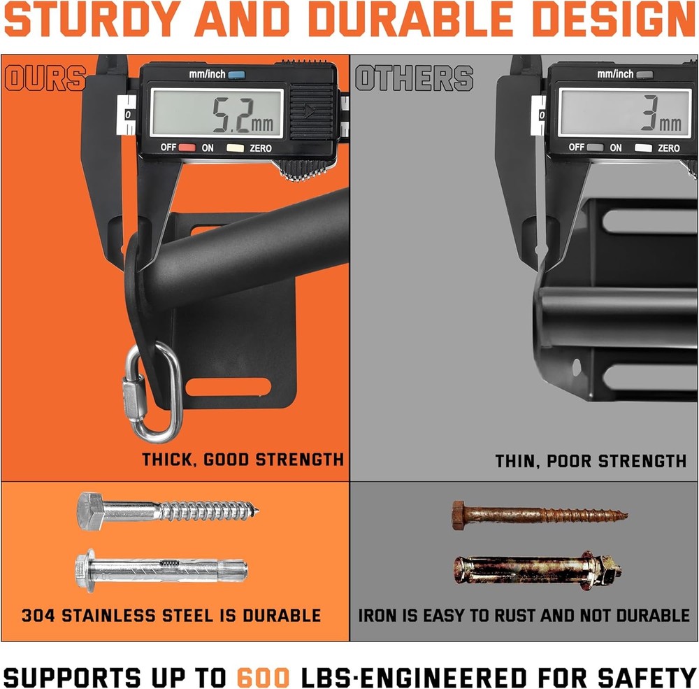 Pull Up Bar Wall Mounted-Heavy Duty Joist Mounted Pull Up Bar-Premium Strength T