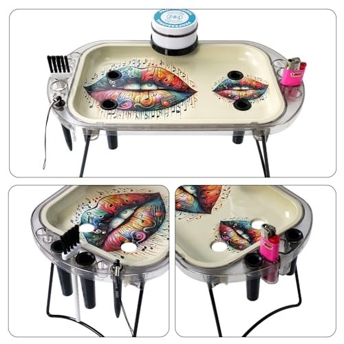 Herb Grinder Rolling Tray Kit with Pre-Rolled Cone Loader & LED Light - Mess-Fre