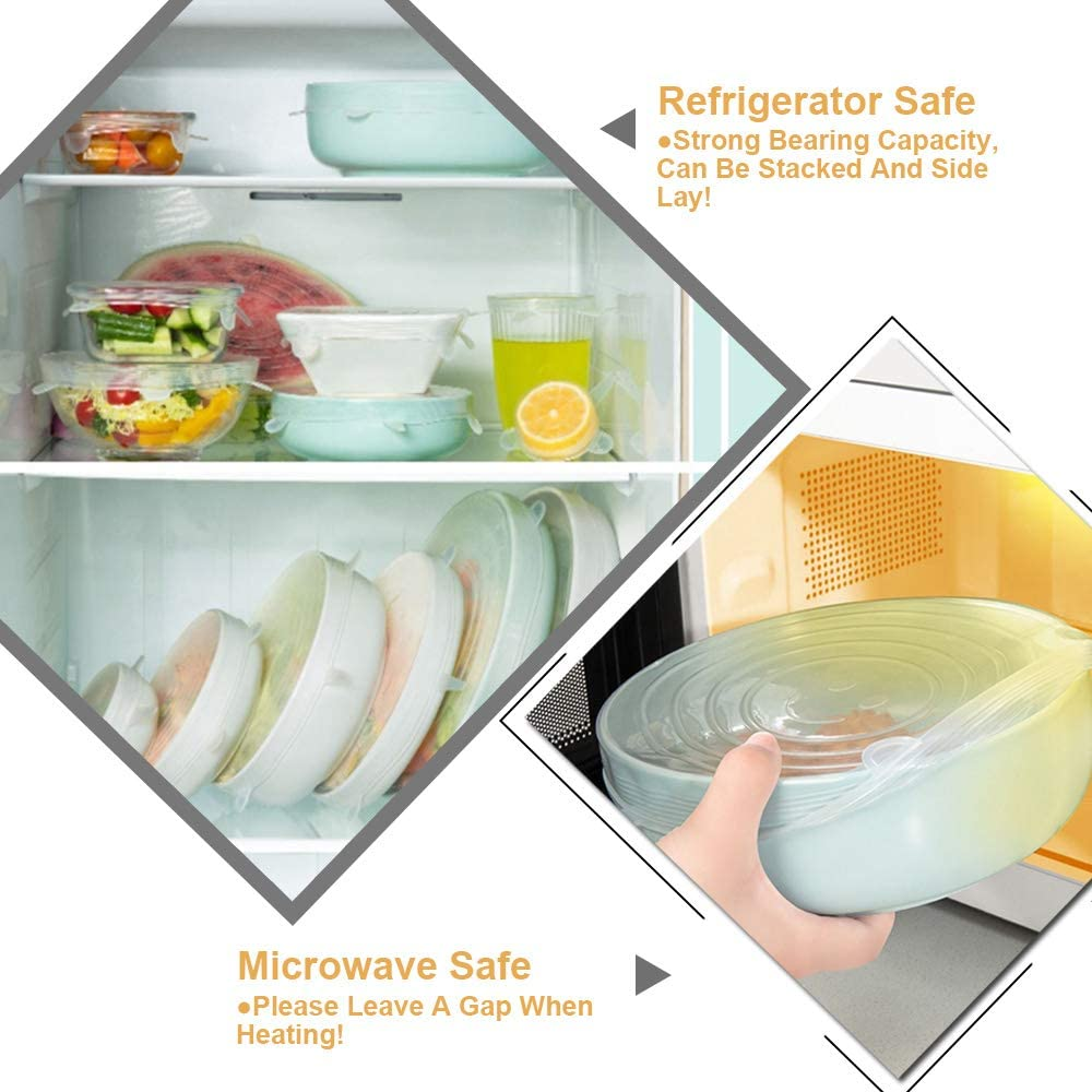 4 Pack Same Size Silicone Stretch Lids, Thicker Reusable Sturdy Silicone Contain
