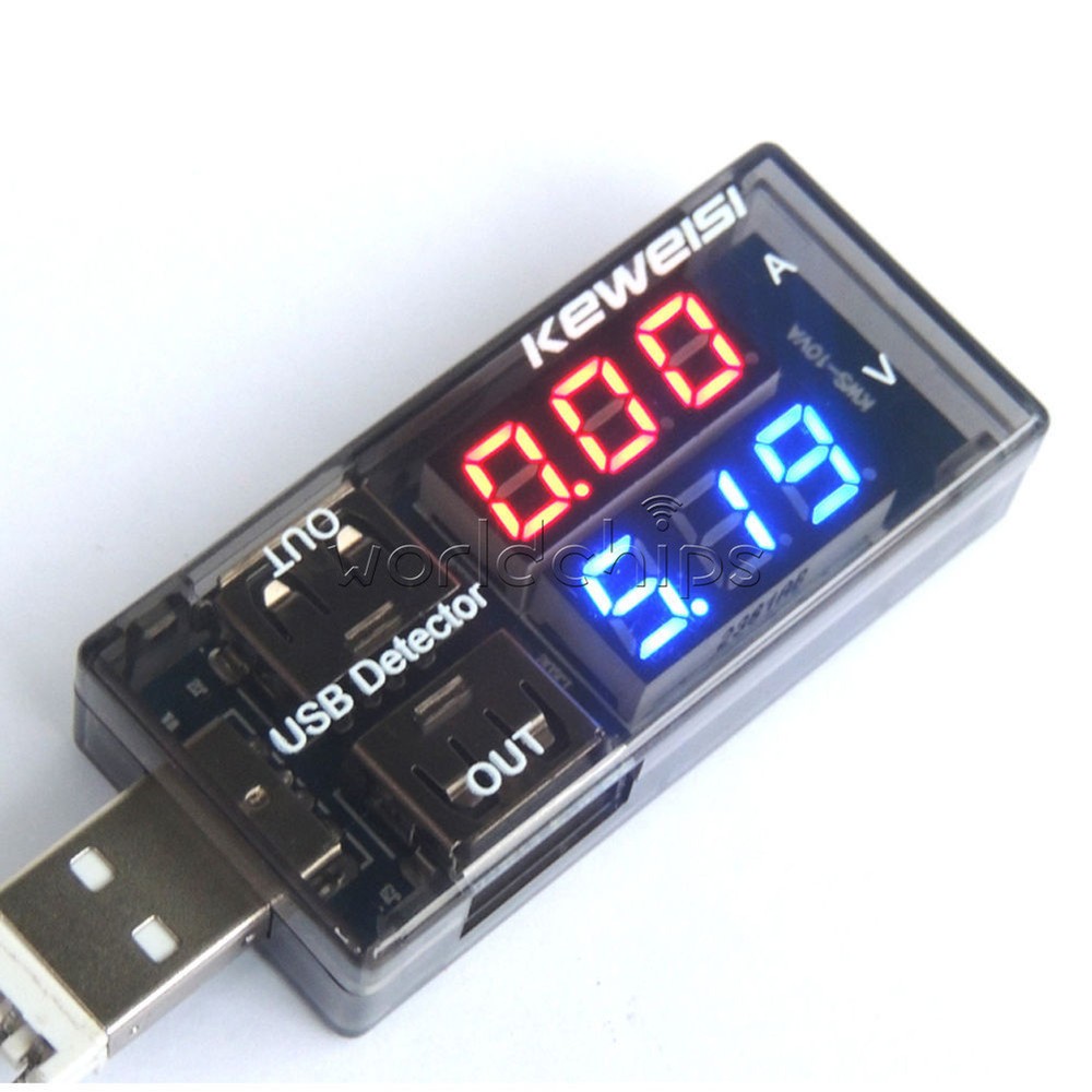 USB Charger Current Voltage Charging Detector Battery Voltmeter Ammeter Red+Blue