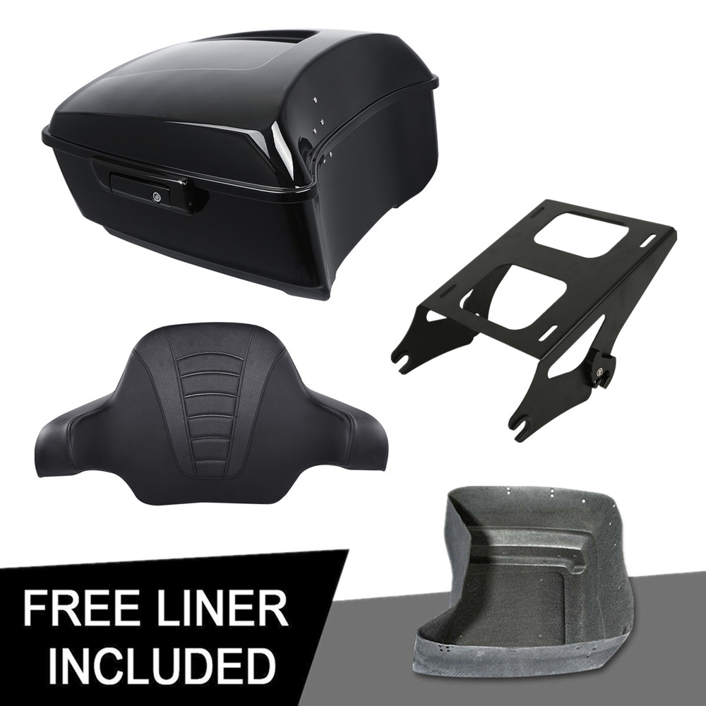 Black 13.7" King Trunk Backrest Mount Fit For Harley Touring 2014-2025