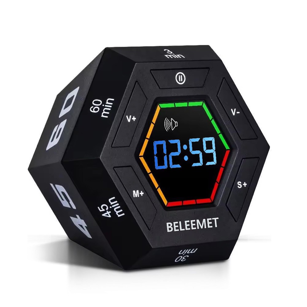 Pomodoro Timer,Hexagon Cube Magnetic Flip,ADHD Tools for Adults/Task Timer fo...