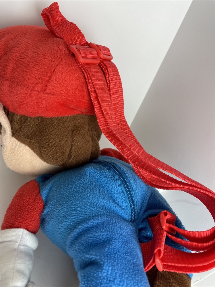 Super Mario Bros. Mario 16 Plush Backpack by Nintendo 2011 MISSING A BUTTON