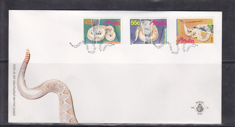 Aruba Issue FDC 1989 (22) Snakes